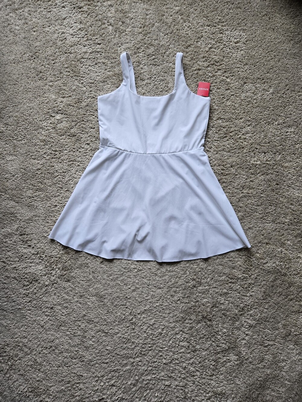 Spanx Get Moving Square Neck Tank Dress Womens XL White Mini